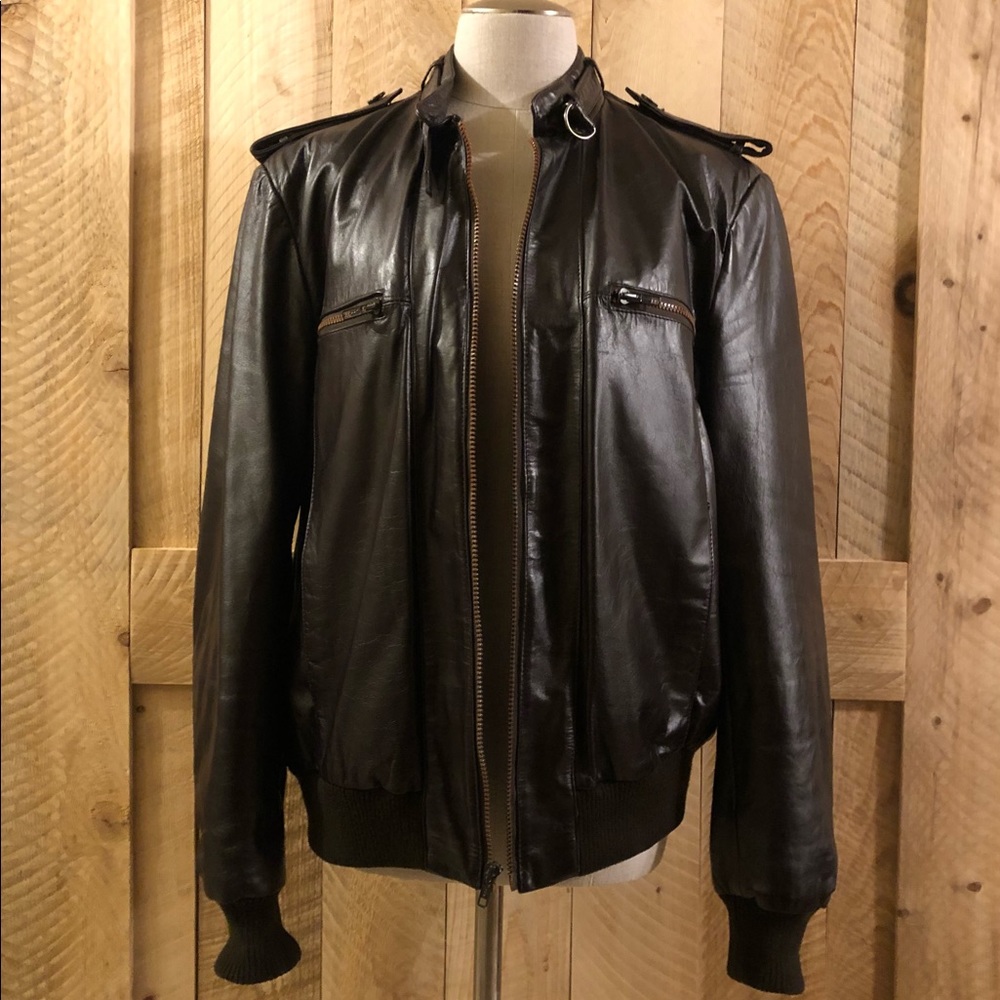 Vintage Leather Bomber Jacket Berman’s Size 44